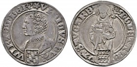 Altdeutsche Münzen und Medaillen 
 Württemberg 
 Herzog Ulrich 1498-1550 
 Dicken (Dritteltaler) o.J. (1518/19). In doppeltem Perlkreis in gotische...