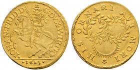 Altdeutsche Münzen und Medaillen 
 Württemberg 
 Johann Friedrich 1608-1628 
 Doppeldukat 1623. Stempel von Francois Guichart. Auf seine Ernennung ...