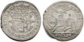 Altdeutsche Münzen und Medaillen 
 Württemberg 
 Johann Friedrich 1608-1628 
 Kipper-Hirschgulden zu 60 Kreuzer 1623 -Stuttgart-. KR 389, Ebner 247...