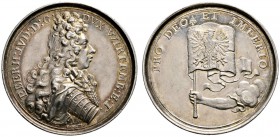 Altdeutsche Münzen und Medaillen 
 Württemberg 
 Eberhard Ludwig 1693-1733 
 Silbermedaille o.J. (1695/97). Stempel von P.H. Müller. Gepanzertes Br...