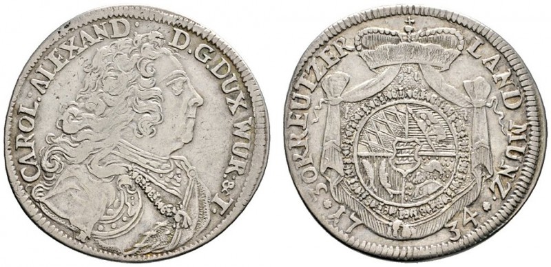 Altdeutsche Münzen und Medaillen 
 Württemberg 
 Karl Alexander 1733-1737 
 3...