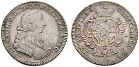 Altdeutsche Münzen und Medaillen 
 Württemberg 
 Karl Eugen 1744-1793 
 1/4 Taler 1744. Stempel von V. Schrempf. Geharnischtes Brustbild mit Zopfsc...