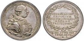 Altdeutsche Münzen und Medaillen 
 Württemberg 
 Karl Eugen 1744-1793 
 Silbermedaille 1777 von A.R. Werner, auf die 300-Jahrfeier der Universität ...