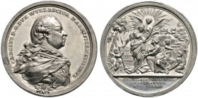 Altdeutsche Münzen und Medaillen 
 Württemberg 
 Karl Eugen 1744-1793 
 Zinnmedaille 1782 von J.M. Bückle, auf die Einweihung der Hohen Karlsschule...
