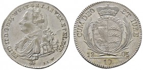 Altdeutsche Münzen und Medaillen 
 Württemberg 
 Friedrich II./I. 1797-1806-1816 
 10 Kreuzer 1805. KR 19, AKS 21.
 selten, Avers minimal justiert...