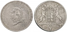 Altdeutsche Münzen und Medaillen 
 Württemberg 
 Friedrich II./I. 1797-1806-1816 
 Kronentaler 1810. Kleiner Kopf. KR 29.3, AKS 35, J. 23, Thun 424...