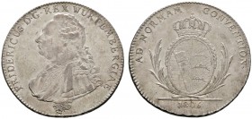 Altdeutsche Münzen und Medaillen 
 Württemberg 
 Friedrich II./I. 1797-1806-1816 
 Konventionstaler 1806. Gepanzertes Brustbild mit Mantel und Jagd...