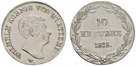 Altdeutsche Münzen und Medaillen 
 Württemberg 
 Wilhelm I. 1816-1864 
 10 Kreuzer 1818. Variante mit WÜRTTEMB:. KR 55a, AKS 92, J. 34.
 gutes vor...