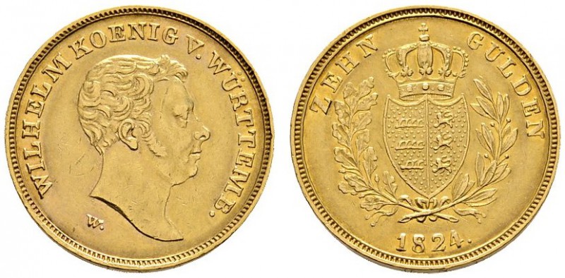 Altdeutsche Münzen und Medaillen 
 Württemberg 
 Wilhelm I. 1816-1864 
 10 Gu...