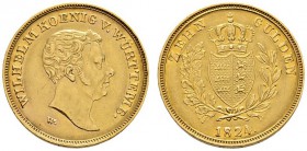 Altdeutsche Münzen und Medaillen 
 Württemberg 
 Wilhelm I. 1816-1864 
 10 Gulden 1824. Stempel von J.L. Wagner. Kopf des Königs nach rechts / Gekr...