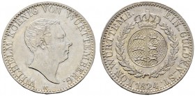 Altdeutsche Münzen und Medaillen 
 Württemberg 
 Wilhelm I. 1816-1864 
 Gulden 1824. KR 72, AKS 79, J. 48.
 fast vorzüglich/vorzüglich
