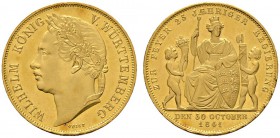 Altdeutsche Münzen und Medaillen 
 Württemberg 
 Wilhelm I. 1816-1864 
 4 Dukaten 1841. Auf das 25-jährige Regierungsjubiläum. Belorbeerter Kopf na...