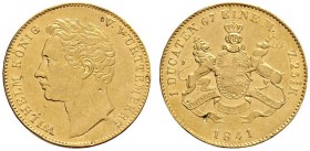 Altdeutsche Münzen und Medaillen 
 Württemberg 
 Wilhelm I. 1816-1864 
 Dukat 1841. Mit Stempelschneidersignatur AD. KR 88.1, Fr. 3611, AKS 60, J. ...