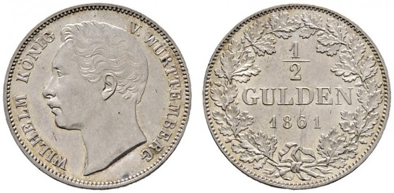 Altdeutsche Münzen und Medaillen 
 Württemberg 
 Wilhelm I. 1816-1864 
 1/2 G...