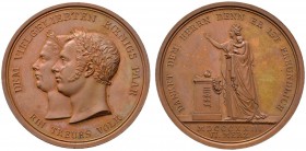 Altdeutsche Münzen und Medaillen 
 Württemberg 
 Wilhelm I. 1816-1864 
 Bronzemedaille 1823 von Voigt, auf die Geburt des Kronprinzen Karl. Die Köp...