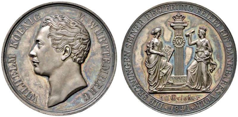 Altdeutsche Münzen und Medaillen 
 Württemberg 
 Wilhelm I. 1816-1864 
 Silbe...