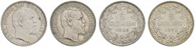 Altdeutsche Münzen und Medaillen 
 Württemberg 
 Karl 1864-1891 
 Lot (2 Stücke): 1/2 Gulden 1866 und 1870. KR 115, 115.4, AKS 127, J. 84a, b.
 mi...