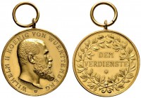 Altdeutsche Münzen und Medaillen 
 Württemberg 
 Wilhelm II. 1891-1918 
 Tragbare, goldene Verdienstmedaille des Kronordens o.J. (ca. 1916/18). Ste...