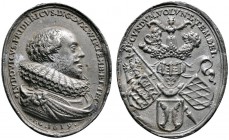 Altdeutsche Münzen und Medaillen 
 Württemberg-Mömpelgard 
 Ludwig Friedrich 1608-1628 
 Ovale Bleimedaille 1619 von F. Guichard. Wie vorher. Klein...