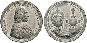 Altdeutsche Münzen und Medaillen 
 Würzburg-Bistum 
 Anselm Franz von Ingelheim 1746-1749 
 Zinnmedaille mit Kupferstift 1746 von A. Vestner, auf s...