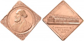 Thematische Medaillen 
 Deutsches Bundesschießen 
 9. Deutsches Bundesschießen zu Frankfurt/M. 1887. Klippenförmige Bronzemedaille von O. Bergmann. ...