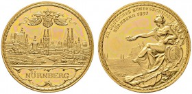 Thematische Medaillen 
 Deutsches Bundesschießen 
 12. Deutsches Bundesschießen zu Nürnberg 1897. Goldene Prämienmedaille von Lauer. Stadtansicht vo...