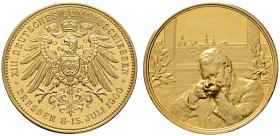Thematische Medaillen 
 Deutsches Bundesschießen 
 13. Deutsches Bundesschießen zu Dresden 1900. Goldmedaille unsigniert. Gekrönter Reichsadler / Sc...