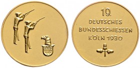 Thematische Medaillen 
 Deutsches Bundesschießen 
 19. Deutsches Bundesschießen zu Köln 1930. Mattierte Goldmedaille von Poellath (unsigniert). Zwei...