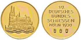 Thematische Medaillen 
 Deutsches Bundesschießen 
 19. Deutsches Bundesschießen zu Köln 1930. Kleine Goldmedaille von Poellath (unsigniert). Dom­ans...