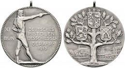 Thematische Medaillen 
 Deutsches Pistolen-Bundesschießen 
 11. Deutsches Pistolen-Bundesschießen zu Gera 1913. Tragbare, mattierte Silbermedaille v...