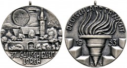Thematische Medaillen 
 Mittelschwäbisches Gauschießen 
 31. Mittelschwäbisches Gauschießen zu Lorch 1933. Tragbare Silbergußmedaille mit Signatur E...