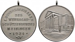 Thematische Medaillen 
 Werragau-Bundesschießen 
 1. Werragau-Bundesschießen zu Meiningen 1924. Tragbare, mattierte Silbermedaille unsigniert. Schri...