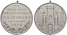 Thematische Medaillen 
 Werragau-Bundesschießen 
 4. Werragau-Bundesschießen zu Meiningen 1928. Tragbare, mattierte Silbermedaille unsigniert. Sechs...
