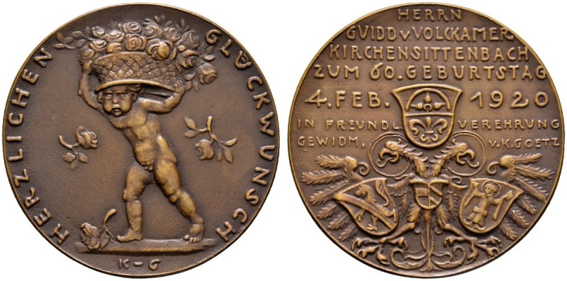 Thematische Medaillen 
 Medaillen von Karl Goetz 
 Bronzegußmedaille 1920. Auf...