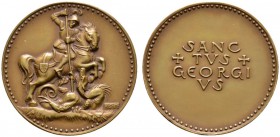 Thematische Medaillen 
 Medaillen von Karl Goetz 
 Bronzemedaille o.J. Auf den Heiligen Georg. St. Georg zu Pferde mit dem Speer den Drachen tötend ...
