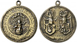 Thematische Medaillen 
 Miscellanea 
 Tragbare, altvergoldete Silbermedaille (1579) unsigniert, auf die Geburt des Caspar Schneider. Knabe mit einem...