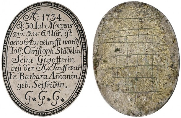 Thematische Medaillen 
 Miscellanea 
 Hochovale Silbermedaille (1734) unsignie...
