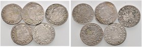 Lots altdeutscher Münzen und Medaillen 
 Altdeutschland 
 5 Stücke: SCHLESIEN-LIEGNITZ-BRIEG . Georg III., Groschen 1661; Christian, Groschen 1661, ...