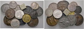 Lots altdeutscher Münzen und Medaillen 
 Altdeutschland 
 15 Stücke: Dabei PREUSSEN , Zinnmedaille 1786 auf den Tod Friedrichs des Großen, 2 Silber­...