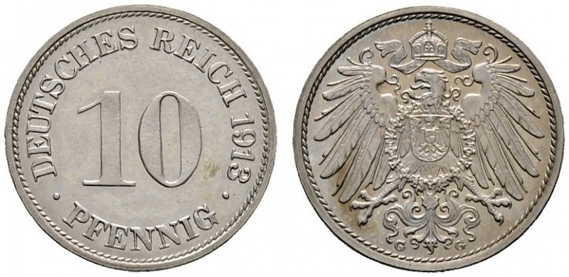 Deutsche Münzen und Medaillen ab 1871 
 Kleinmünzen 
 10 Pfennig 1913 G. J. 13...