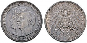 Deutsche Münzen und Medaillen ab 1871 
 Silbermünzen des Kaiserreiches 
 Anhalt 
 Friedrich II. 1904-1918 
 3 Mark 1914 A. Silberhochzeit. J. 24....