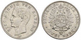 Deutsche Münzen und Medaillen ab 1871 
 Silbermünzen des Kaiserreiches 
 Bayern 
 Otto 1888-1913 
 2 Mark 1888 D. J. 43.
 sehr schön-vorzüglich/v...