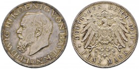 Deutsche Münzen und Medaillen ab 1871 
 Silbermünzen des Kaiserreiches 
 Bayern 
 Ludwig III. 1913-1918 
 5 Mark 1914 D. J. 53.
 feine Patina, wi...