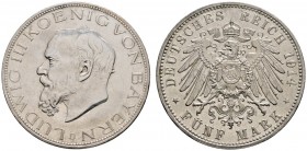 Deutsche Münzen und Medaillen ab 1871 
 Silbermünzen des Kaiserreiches 
 Bayern 
 Ludwig III. 1913-1918 
 5 Mark 1914 D. J. 53.
 winzige Kratzer,...