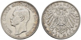 Deutsche Münzen und Medaillen ab 1871 
 Silbermünzen des Kaiserreiches 
 Hessen 
 Ernst Ludwig 1892-1918 
 2 Mark 1899 A. J. 72.
 minimaler Randf...