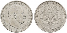 Deutsche Münzen und Medaillen ab 1871 
 Silbermünzen des Kaiserreiches 
 Preußen 
 Wilhelm I. 1861-1888 
 2 Mark 1880 A. J. 96.
 gutes sehr schön...