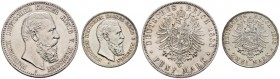 Deutsche Münzen und Medaillen ab 1871 
 Silbermünzen des Kaiserreiches 
 Preußen 
 Friedrich III. 1888 
 Lot (2 Stücke): 2 und 5 Mark 1888 A. J. 9...