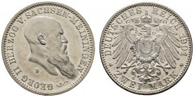 Deutsche Münzen und Medaillen ab 1871 
 Silbermünzen des Kaiserreiches 
 Sachsen-Meiningen 
 Georg II. 1866-1915 
 2 Mark 1901 D. 75. Geburtstag. ...