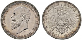 Deutsche Münzen und Medaillen ab 1871 
 Silbermünzen des Kaiserreiches 
 Schaumburg-Lippe 
 Georg 1893-1911 
 3 Mark 1911 A. Auf seinen Tod. J. 16...