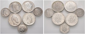 Deutsche Münzen und Medaillen ab 1871 
 Silbermünzen des Kaiserreiches 
 Württemberg 
 Karl 1864-1891 
 Lot (7 Stücke): 2 Mark 1876, 1877 und 1888...